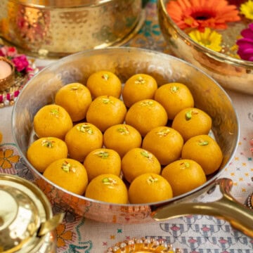 Perfect Mango Coconut Almond Ladoo in a platter