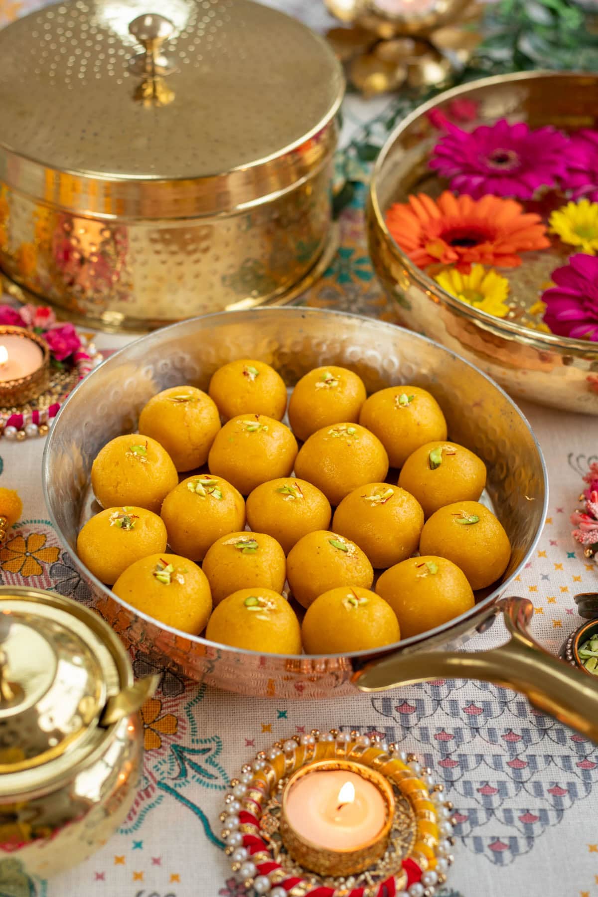  Mango Coconut Almond Ladoo in a platter.