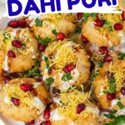 Ready to serve dahi puri with pomegranate seeds
