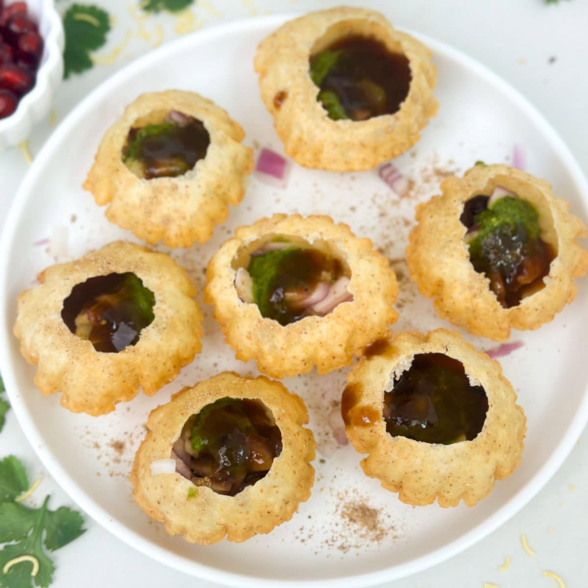 Add chutneys to make dahi puri recipe