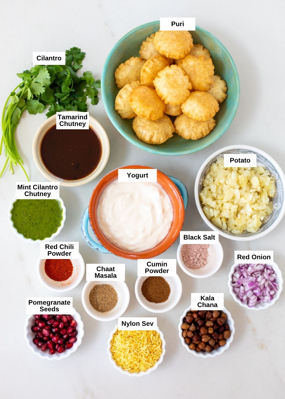 Dahi puri ingredients