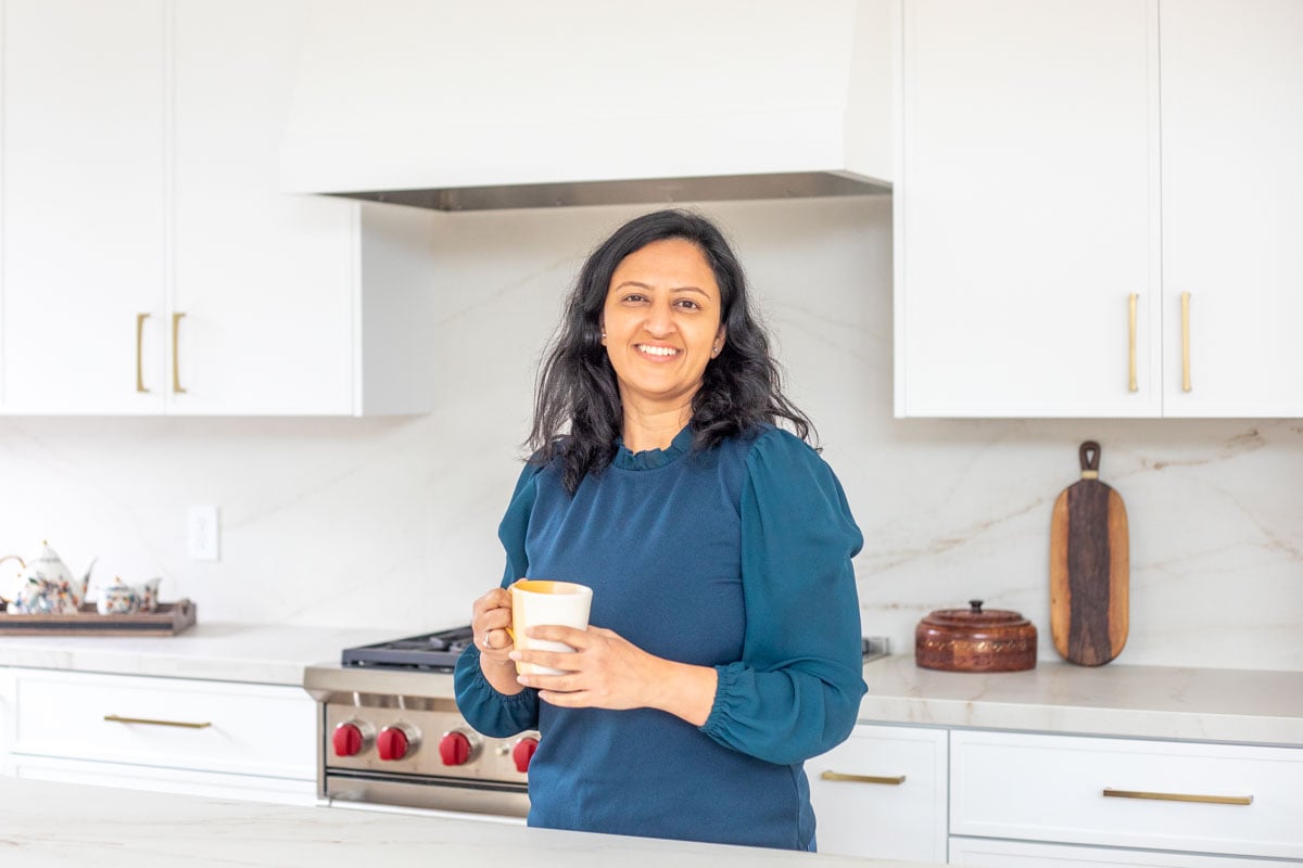 Meeta, owner of Piping Pot Curry in her kitchen