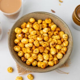 Roasted makhana in a brown bowl