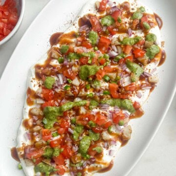Add chutneys to make chaat platter