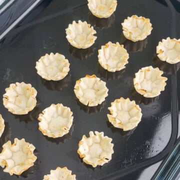 Pre-baked Phyllo Cups on a tray