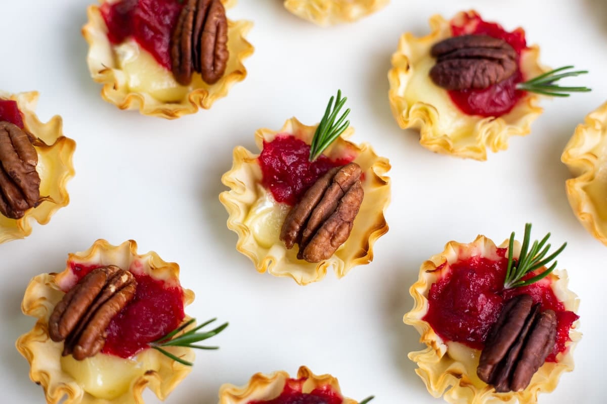 Homemade cranberry chutney brie bites for holiday