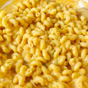 Mix elbow macaroni with mac and cheese sauce