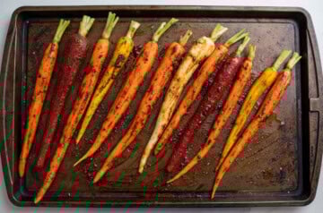 Rainbow carrots ready to roast