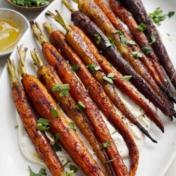 Add cilantro on top of roasted carrots