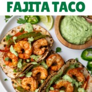 Shrimp fajita tacos on a plate