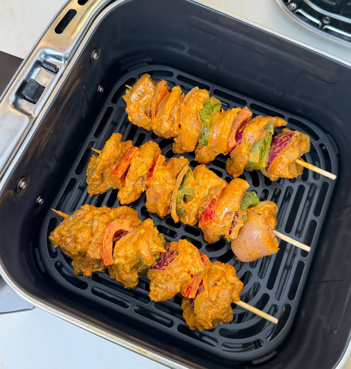 Chicken tikka skewers in the air fryer