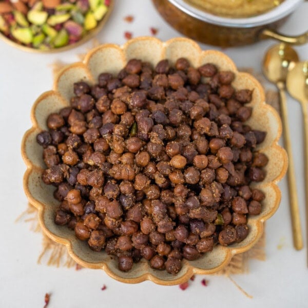top view of kala chana in a beautiful bowl