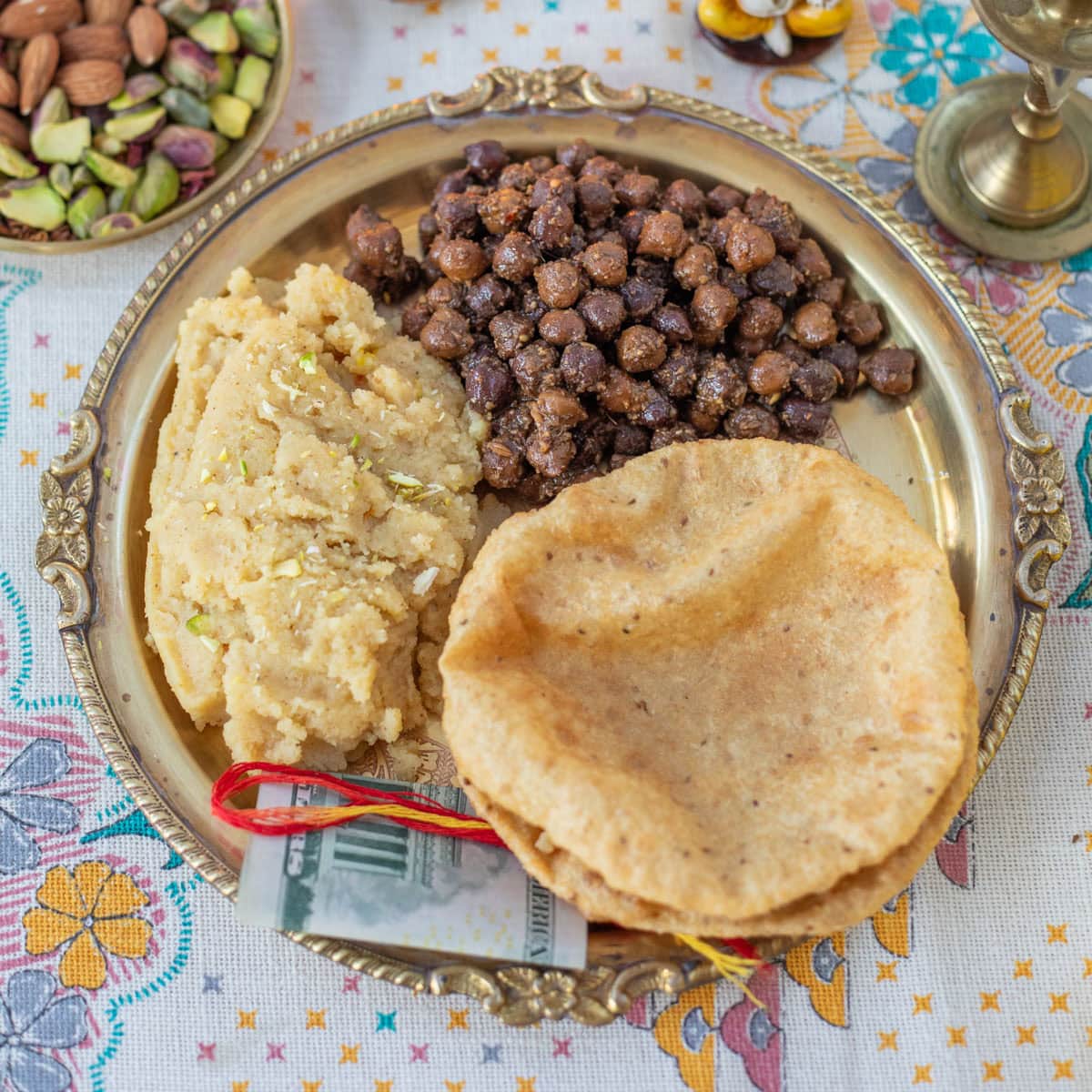 Ashtami Prasad - Halwa, Poori, and Kala Chana