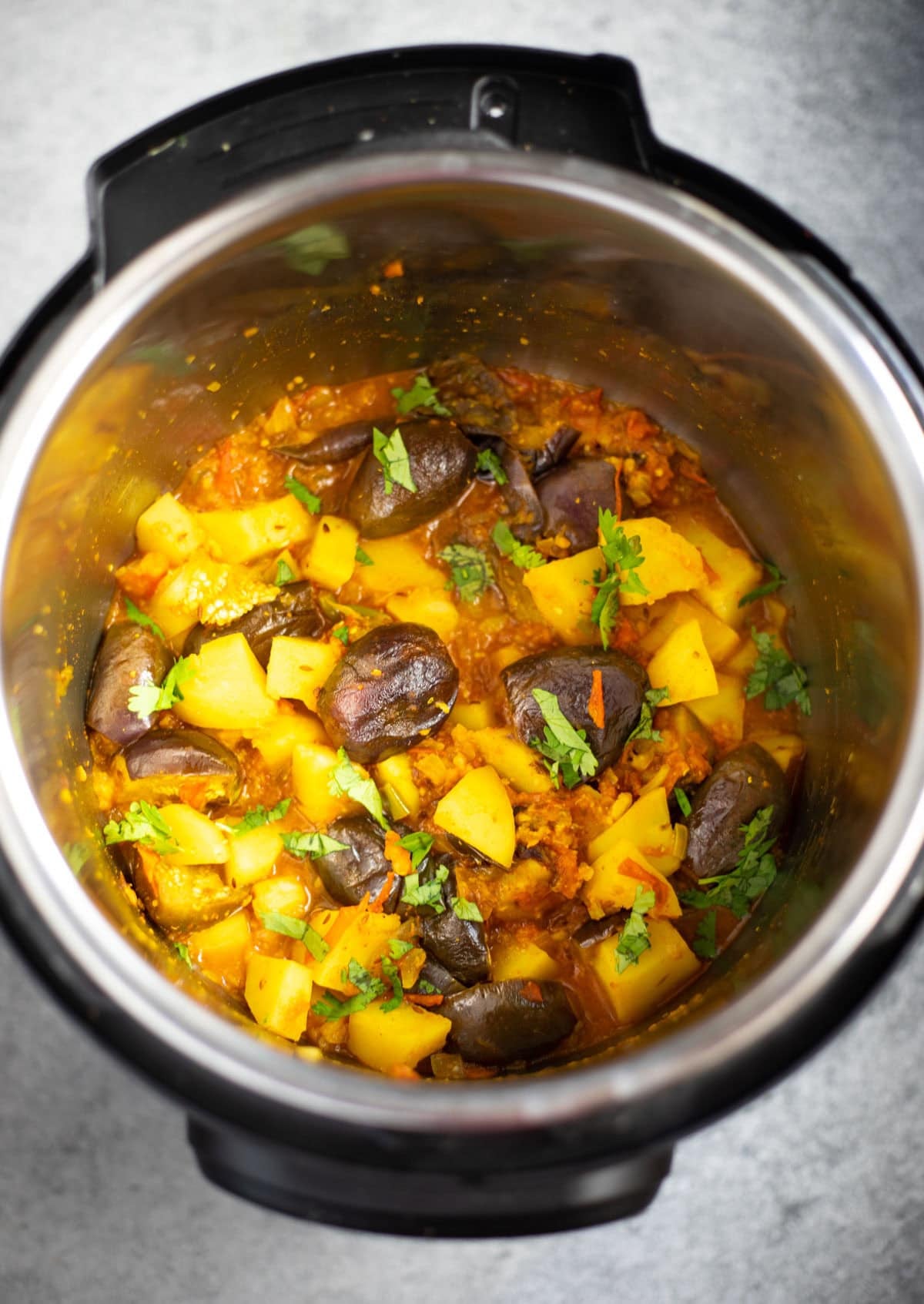 Aloo Baingan (Eggplant curry) made in instant pot