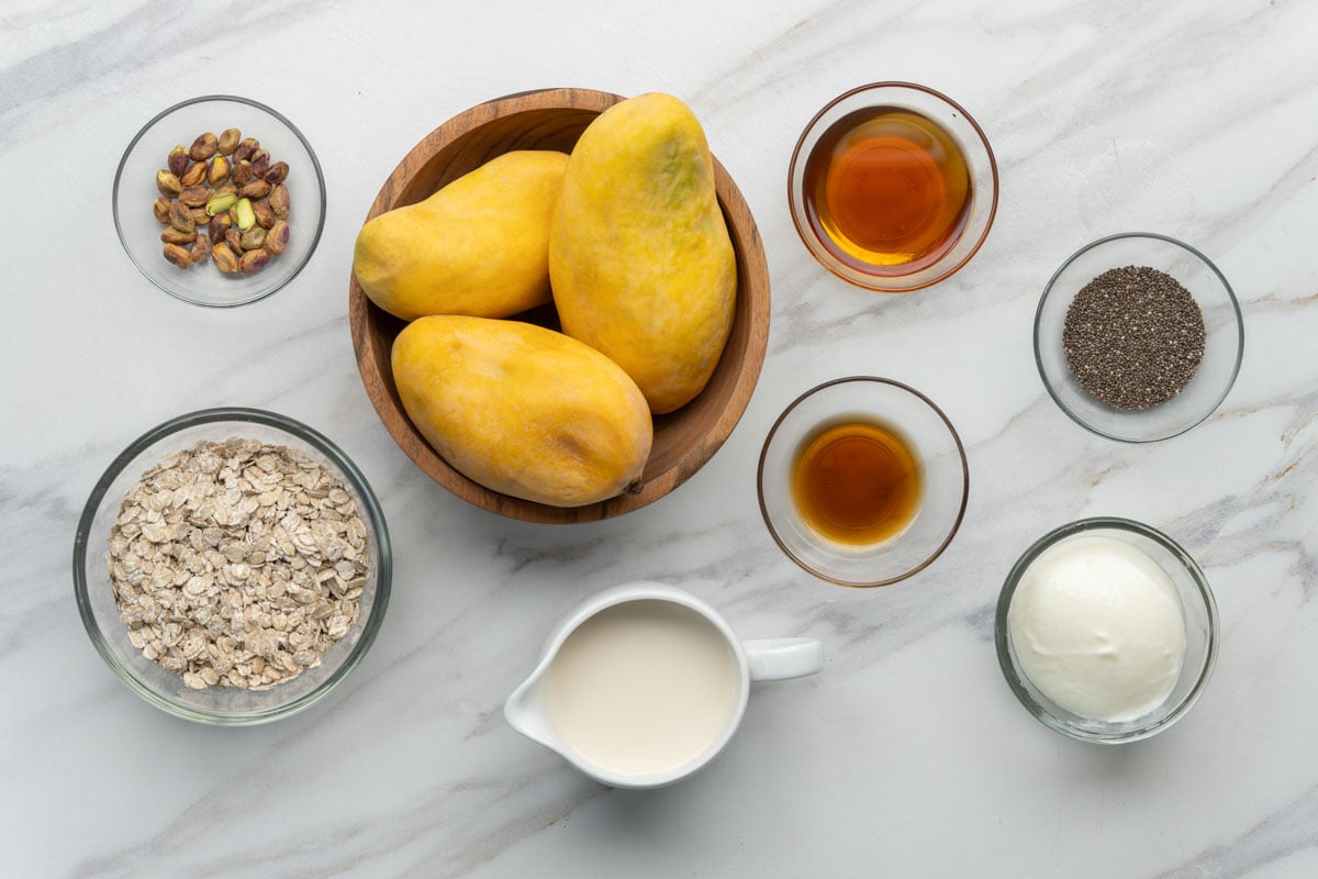 Ingredients for mango overnight oats