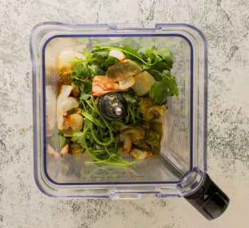 Add ingredients to make green salsa to a blender