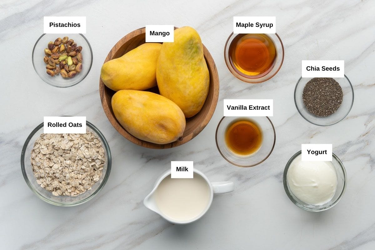 Mango overnight Oats ingredients