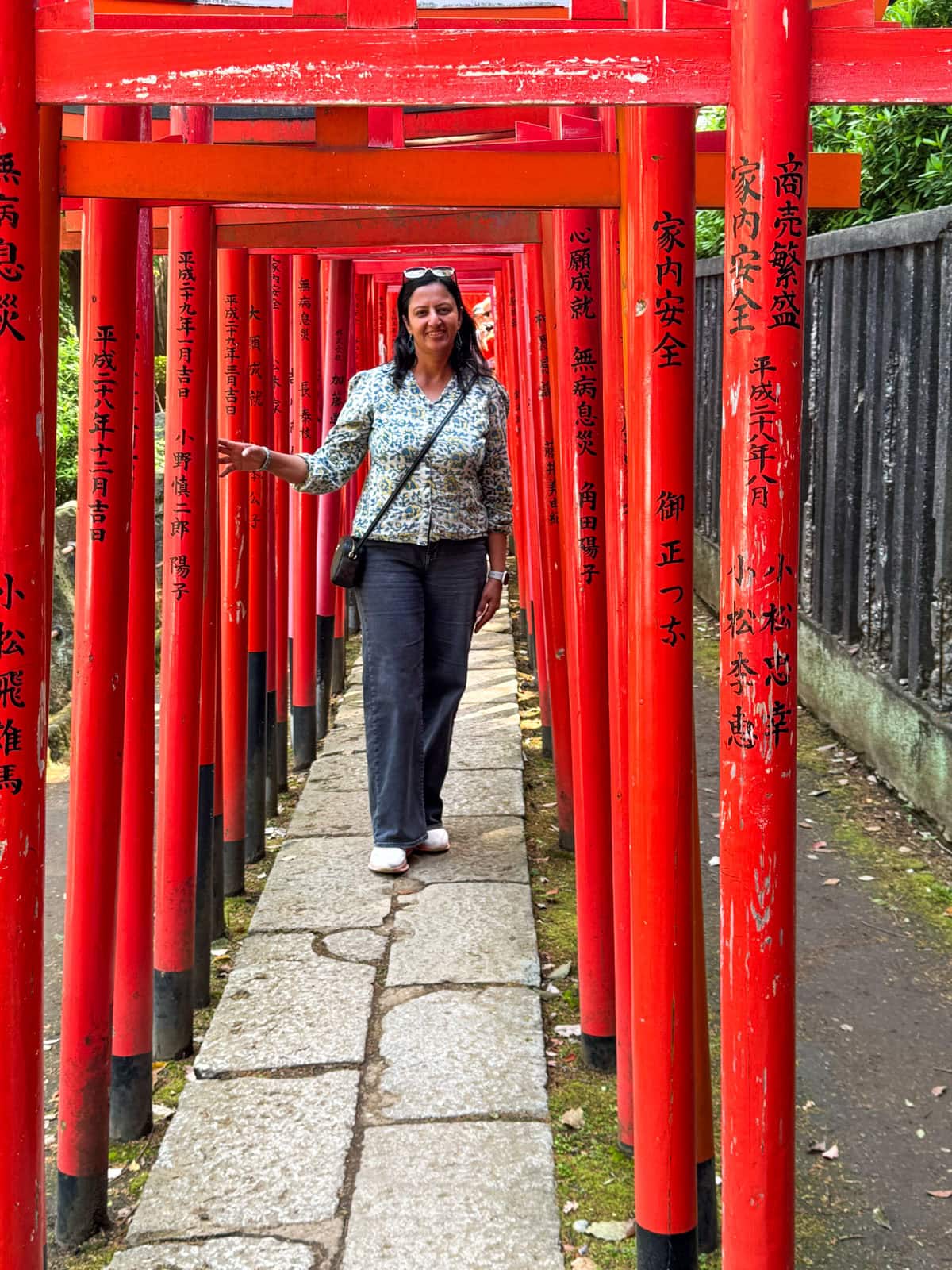 Tori gates in Nezu shrine Japan