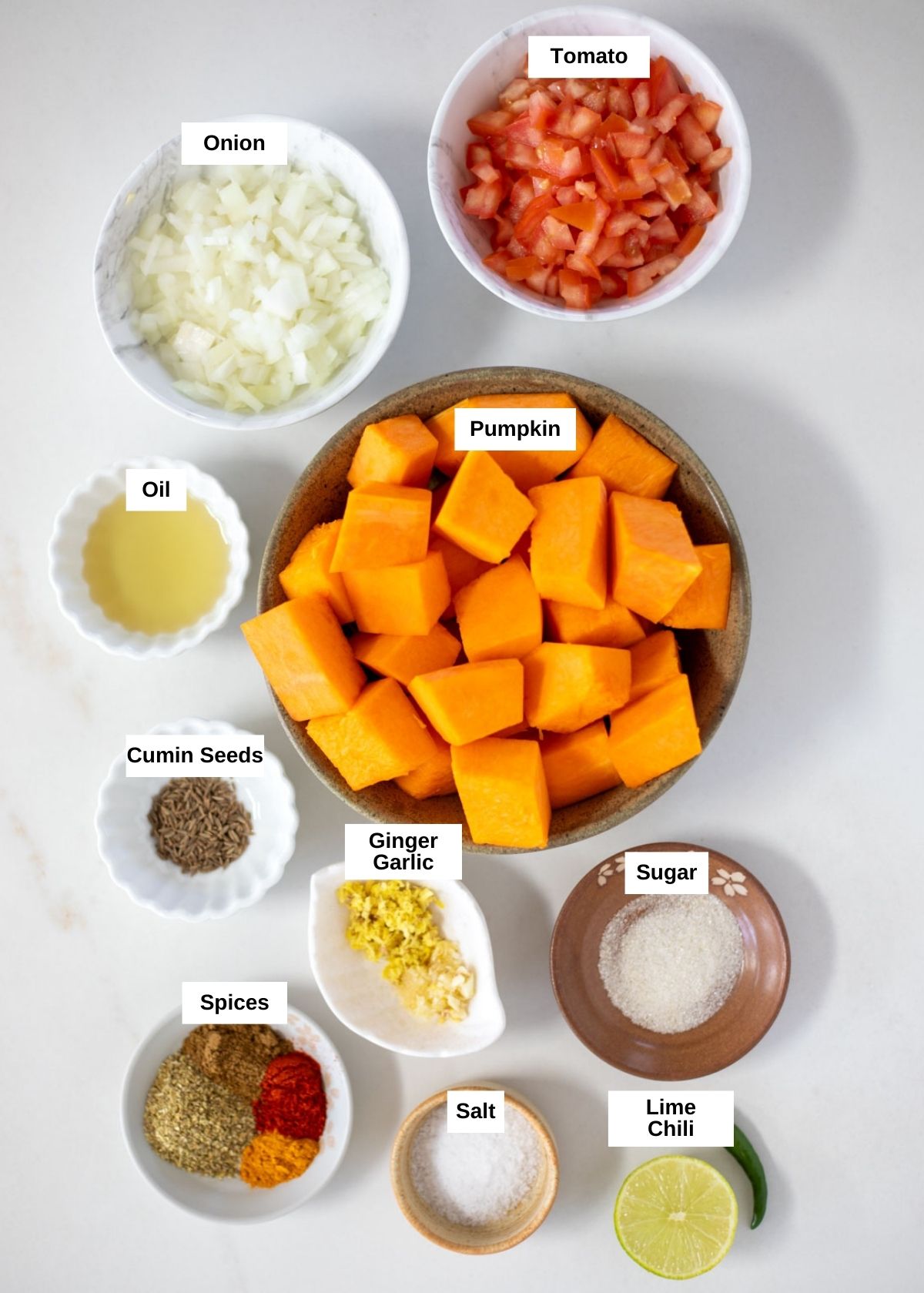Pumpkin curry ingredients